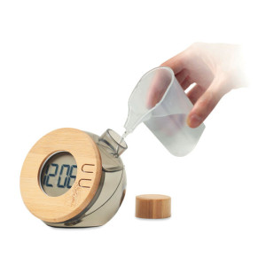 Water powered bamboo LCD clock  Couleur:Gris