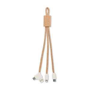 3 in 1 charging cable in cork   Couleur:Beige