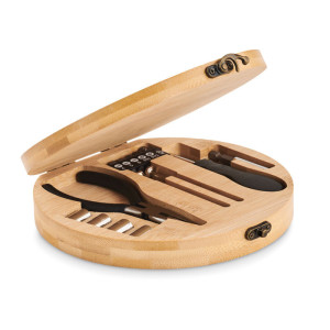 15 piece tool set bamboo case   Couleur:Bois